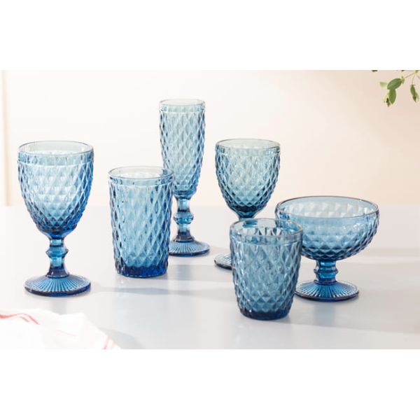 Small Blue Footed Glass Dessert Bowls 12 Oz Vintage Ice Cream Sundae Dishes 350ml