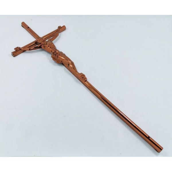 Injection Plastic Catholic Casket Crucifix 37.5*14cm Vacuum Metalization Coating