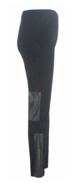 Long Ladies Skinny Trousers Womens Straight Leg Trousers With Pu Back Patch Design