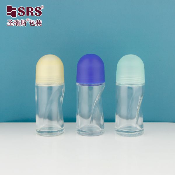 BLPG 50ML 60ML Empty Thick Wall Mold Glass Roll On Bottle For Cool Gel No Leakage