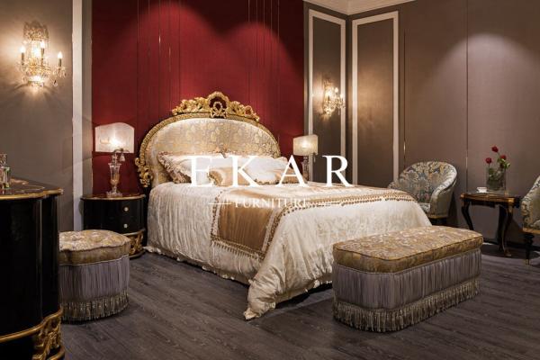 Luxury Cushion Headboard Bed European Royal King Size Bedroom Furniture Solid Wood