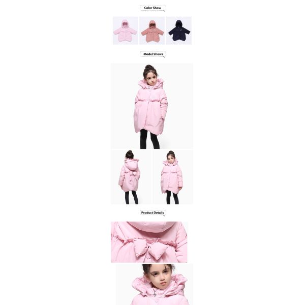 Designer Children Clothing Wholesale Outdoor Kids Coat High Quality Winter Girls Hooded Down Jacket