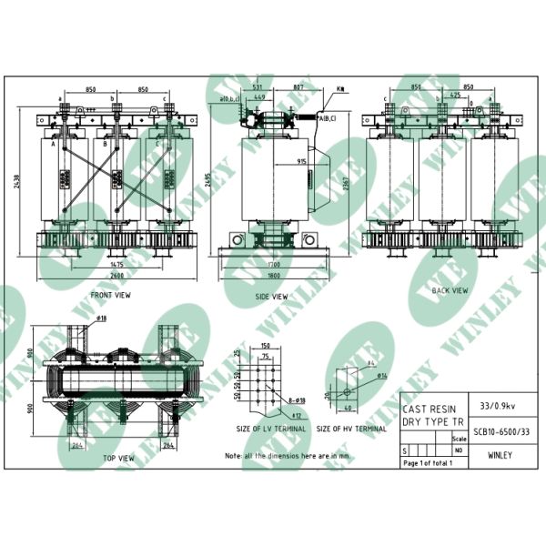 6500kva Cast Coil Epoxy Resin Transformer