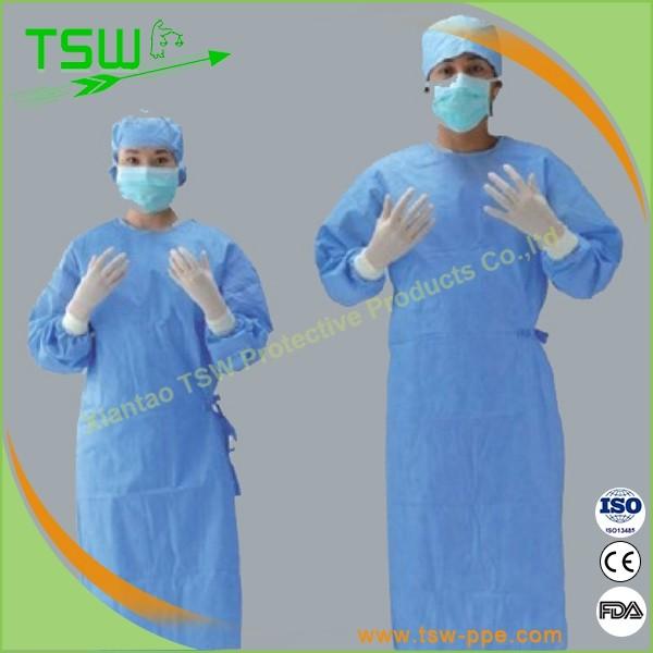 AAMI Level 3 Protection 35gsm 75gsm SMS Disposable Gown