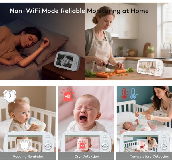 Moniteur HD pour bébé avec caméra HD 720p et batterie de 8 heures