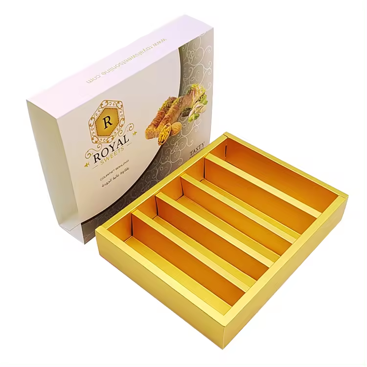 Excellent service personnalisé avec diapositives ouvertes en carton or doux