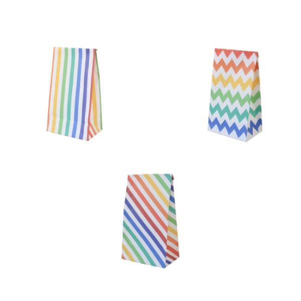 Colorful Stripe Eco Friendly Kraft Paper Bag Food Packaging 9g/PCS