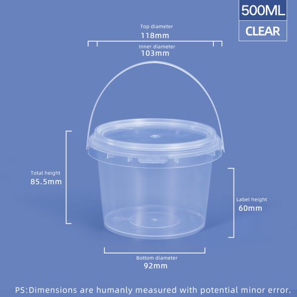 Capacité personnalisée 500 ml récipient en plastique PP blanc transparent pour la propagation du chocolat