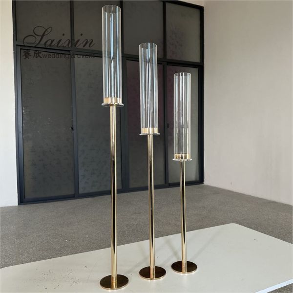 Металлический золотой свадебный свечник центральные части Высокий свечник