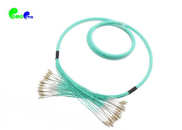 24F OM3 Fiber Optic Patch Cables LC UPC- LC UPC 50 / 125 Aqua LSZH Fiber Jumper with Straight breakout 2.0mm tail
