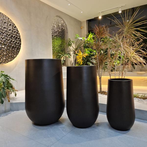 Powder Coated Fiber Clay Planters For Patio Garden Cottage