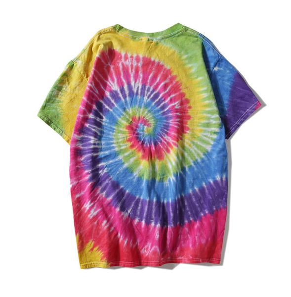 Customized high quality cotton short sleeve o neck street hand dyed Rainbow t shirt
