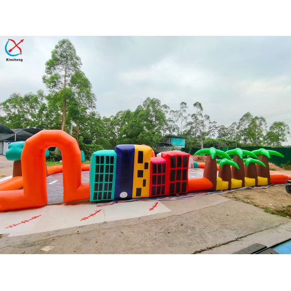 Commercial Inflatable Orange City Roadway Race Track for Kids Ride-On Cars