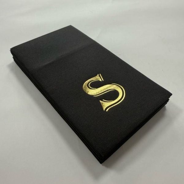 Gold Foil Airlaid Paper Napkins Single Ply 1/8 Fold 55gsm Printed Napkins For Wedding