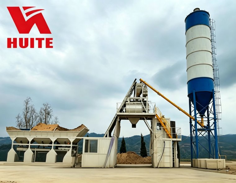 Flexible Mobile HZM75 Foundation Free Concrete Batching Plant 75m3/h