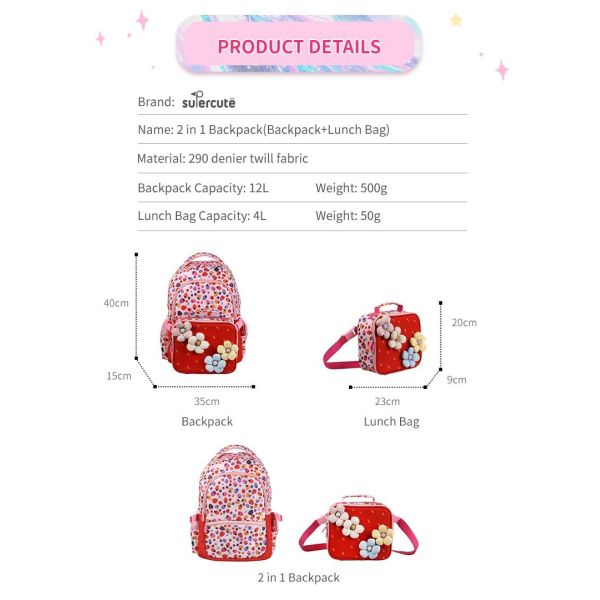 Customizable 2 In 1 Children School Bag Lunch Bag Set Student Backpack For Kids