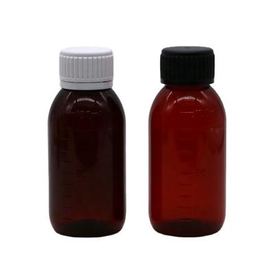 Garrafa com tampa de parafuso de 100 ml PET para suplemento líquido de xarope de bordo