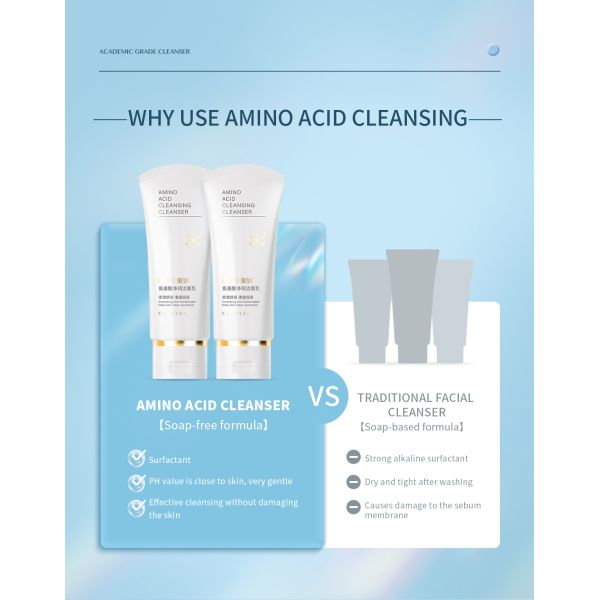 Private Label Cosmetics Organic Amino Acid Face Cleanser Oil Control Skin Care Smoothing Face Wash Amino Acid Facial Cleanser