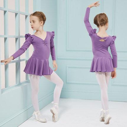 Children's autumn long butterfly sleeve dance costumes Girls rehinestones conjoined Ballet dance leotard dress