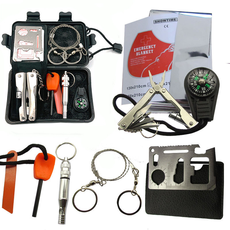 US Portable Black First Aid Sos Survival Kit for Outdoor Camping Emergency Black Kit