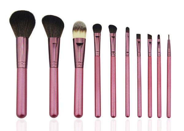 10 Pcs Pink Nylon Hair Professional Makeup Brushes Set For Beginners