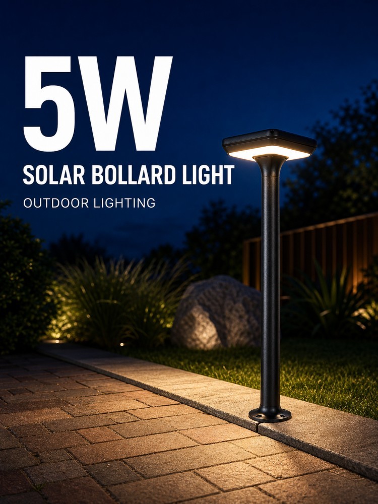 Energy Saving Square Solar Garden Pillar Lamp With Automatic Sensor For Path Patio Lawn