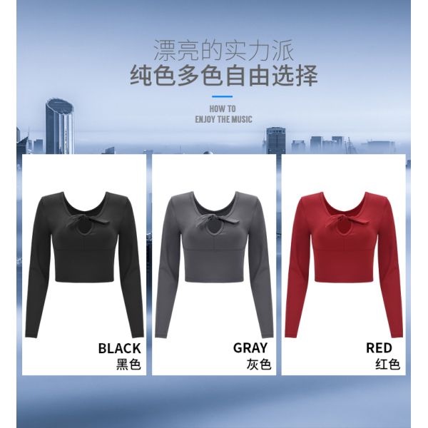 женская Loosed Breathable Йога футболка длинный рукав Сухой фит бегущая рубашка