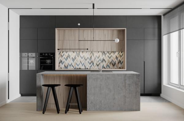 Meubles de cuisines en bois sur mesure - Cuisine moderne en noyer - Armoires de cuisine en bois massif