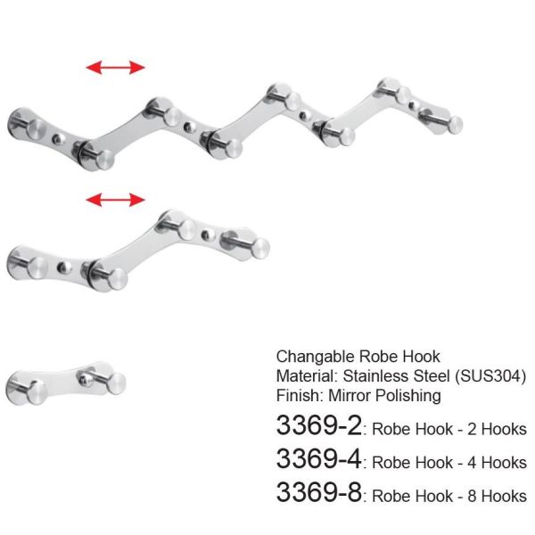 Expandable Foldable Stainless Steel Robe Hooks With Mirror Polishing Finish