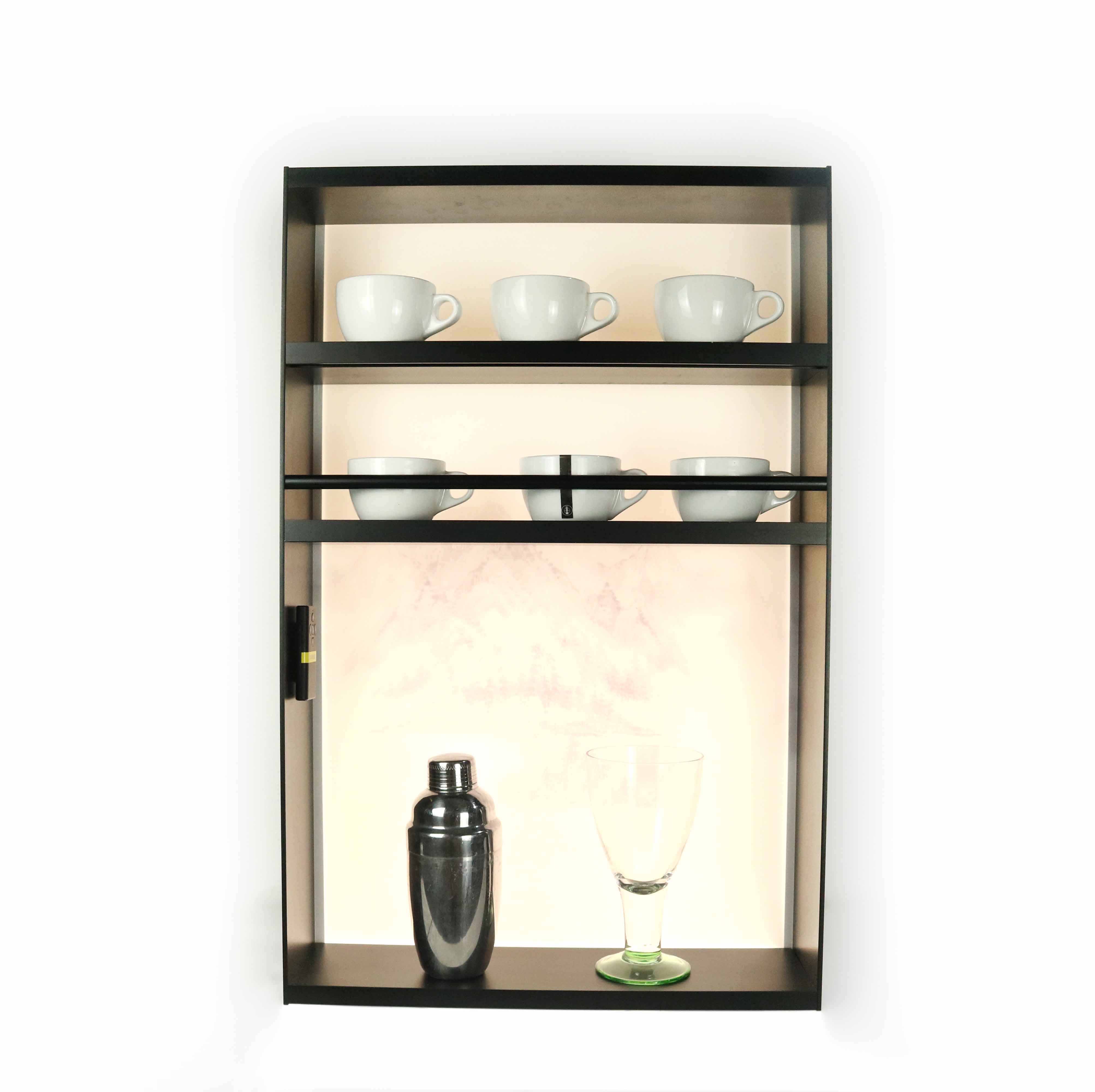 Kitchen Shelf Organizer Drain Rack with Lighted Background Glass Display Racks Living Room Cabinets