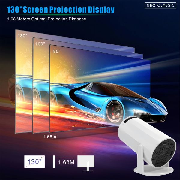 HY 300 Pro Portable Home Cinema Theater Android 11 Projector 150 ANSI H713 Chipset 720P Mini Projector 4K Max 3D Compatible