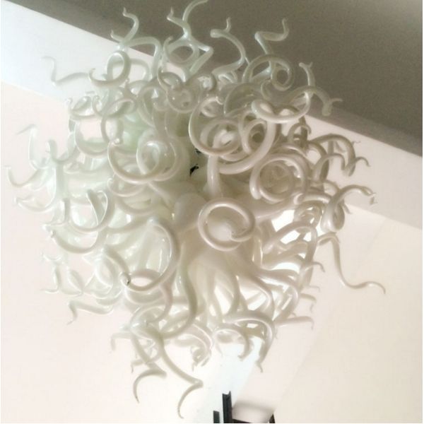 White blown glass chandelier for Project indoor home Lighting (WH-BG-05)