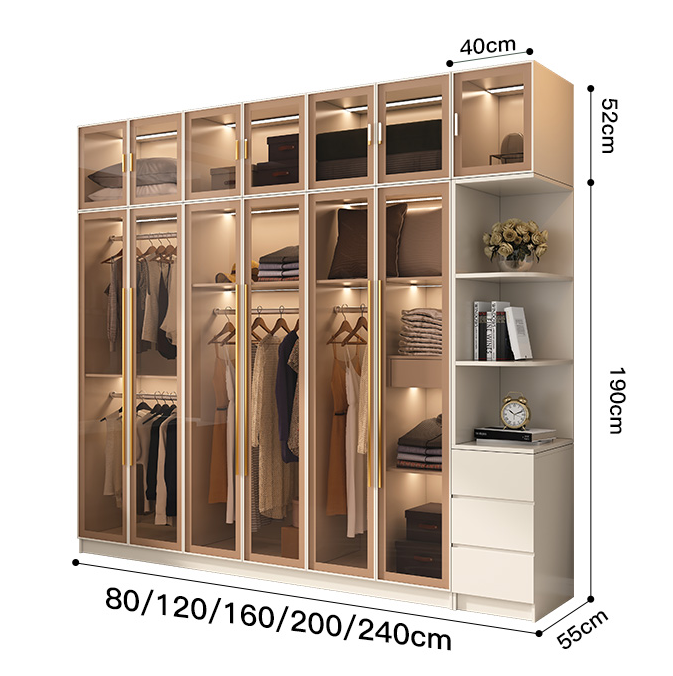 Stuya доски 1900mm плотности шкафа armoire шкафа дверей стекла 6 спальни