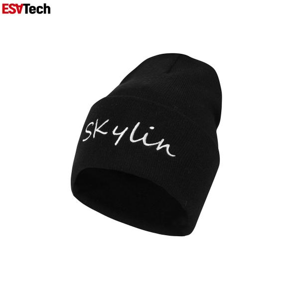 Proteção de orelha morna fluorescente de Beanie Hats Female Autumn Winter do chapéu reflexivo preto leve da malha