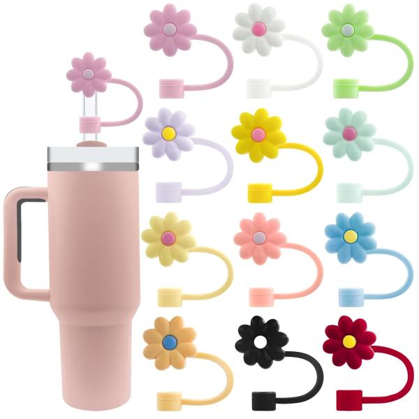 Silicone Flower Straw Toppers Reusable Covers And Caps For 9-10mm Straws Fits Stanley 30 & 40oz Stambler Stanley Cap Lid