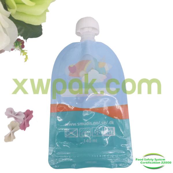 Vertical Corners Plastic Spout Pouch Bag For Baby Liquid Packaging Fruit Juice