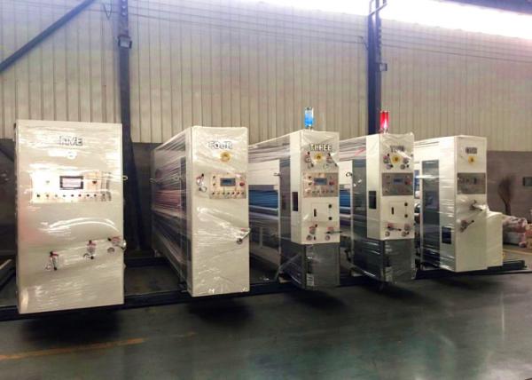 Model 900 * 2200 mm Corrugated Cardboard Automatic Flexo Printng Slotting Die Cutting Folding Gluing Bundling Machine