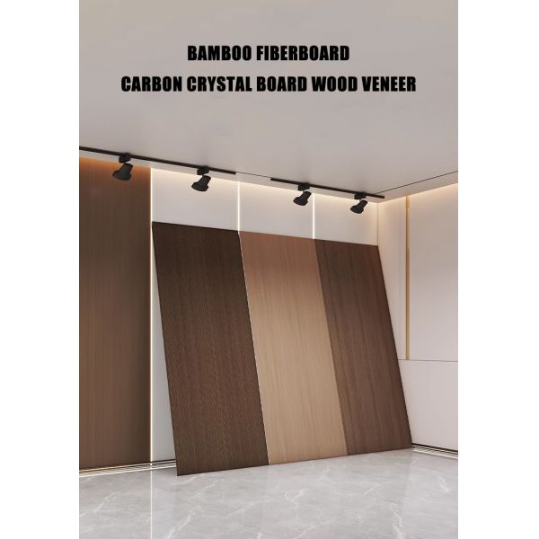 Modern Interior Decoration Integrated Wall Panel WPC Carbon Crystal and Metal Wood Veneer Board for Household Commercial Use
