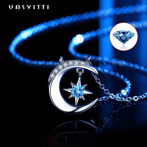 топаза ожерелья звезды луны 2g 0.69ft ожерелье сердца привесного ультрамодного твердое серебряное