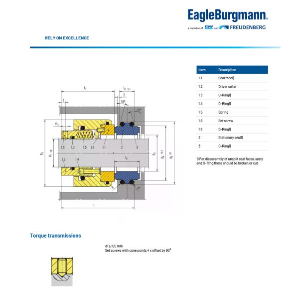 Rotating Split Seal 310mm Eagleburgmann Mechanical Seals For Pumps