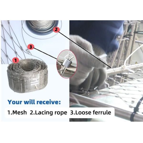 1.2mm-6.0mm ワイヤー ロープのメッシュ サイズ 1m X 30m またはカスタマイズされました