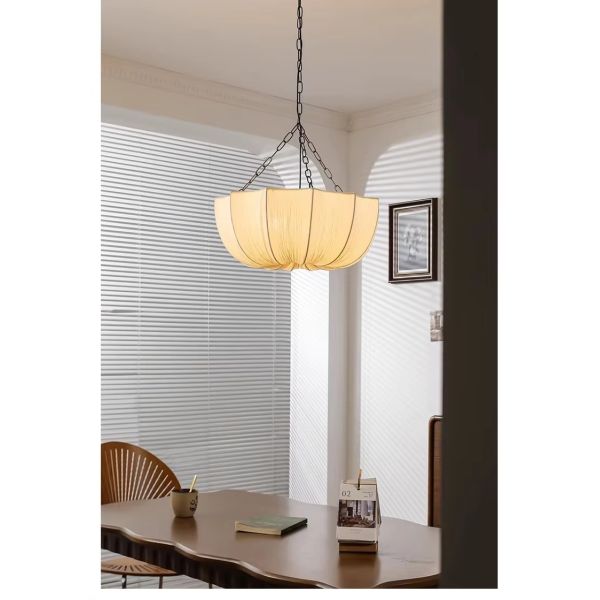 Living Dining Room Chandelier Lighting Wabi Sabi Retro Fabric Pendant Lights (WH-VP-308)