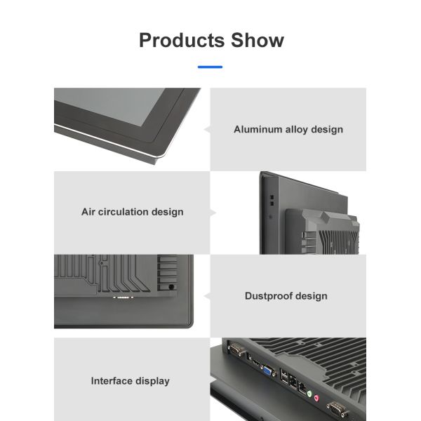 Капацитивный сенсорный экран 18,5 дюйма Промышленный планшетный компьютер с алюминиевым корпусом без вентилятора