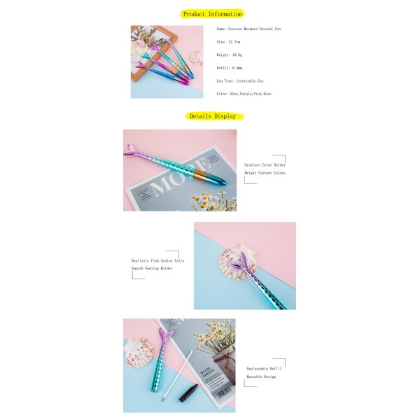 Plume neutre de sirène à gradient coloré 0,5 mm UV électroplaté Plume en gel pour cœur de fille