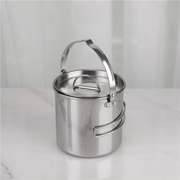 Stainless Steel Outdoor Camping Pot Set Backpacking Cookout Picnic Cookware
