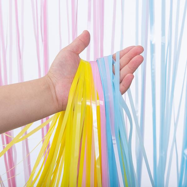 Vibrant Macaron Color Fringe Backdrop Curtain for Festive Party Ambiance