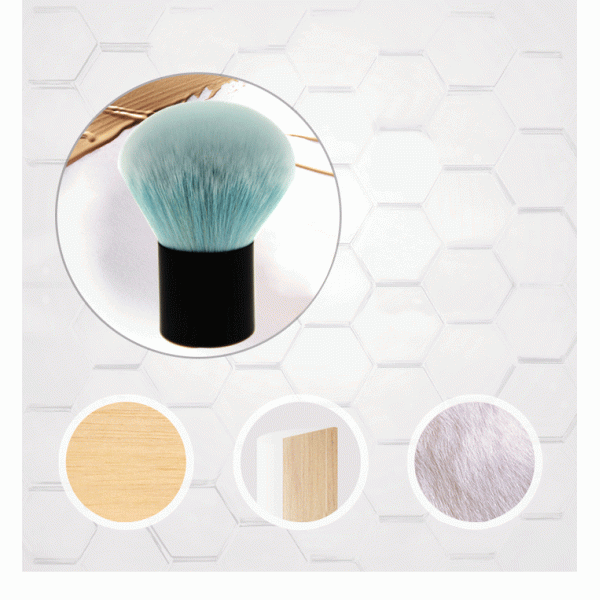Round Shaped Nylon Hair Kabuki Makeup Brush Private Label Makeup Brushes Blue Color