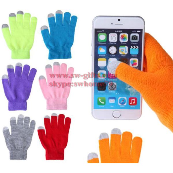 Soft Cotton Touch Screen Gloves Ladies Women Men Winter Warm Wrist Gloves For Mobile Phone Tablet
