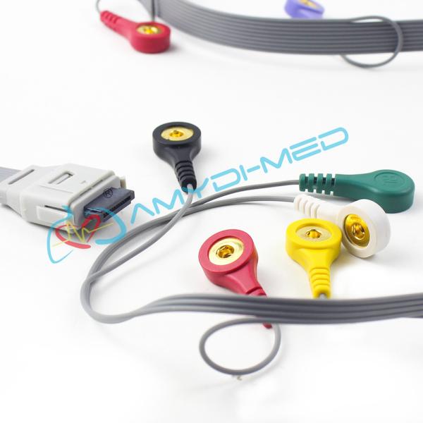 Holter Recorder ECG Lead Wires 0.9m BIOMEDICA-26P 10 Lead Snap Holter ECG Cable ISO 13485 Surgical Supplies Grey TPU