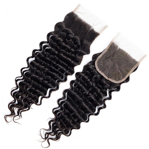 Peruvian Deep Wave Virgin Human Hair Bundles 4 X 4 Lace Closure